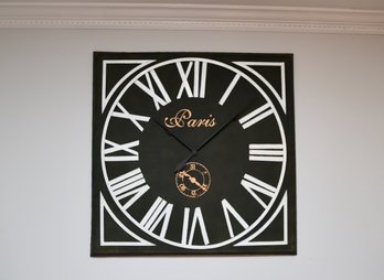 Large Black Station Wall Clock With White Numerals  44 1/2' X 44 1/2'