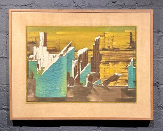 Original Vintage Dorothy Dixon Abstract Oil Painting Titled Enlarged Miter