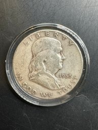 1953-S Benjamin Franklin Silver Half Dollar