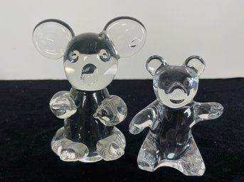 2 Piece Glass Mouse And Bear Collection