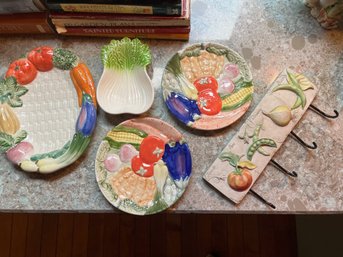 Colorful Fruit And Veggies Trays, Decorative Items