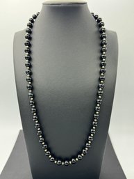 Stunning Multiple Onyx & 14k Yellow Gold Bead Station Necklace