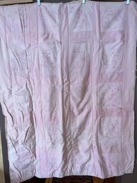Adorable Early Vintage Pink Hand-Stitched Baby Blanket Quilt