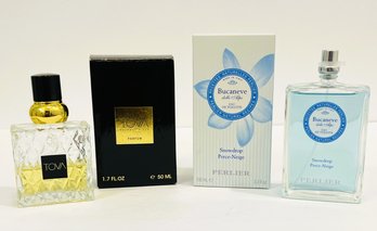 Perlier Bucaneve- Snow Drop Eau De Toilette- 3.3 Oz.- NOS & Tova Beverly Hills Parfum 1.7 Oz. Used With Box