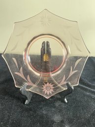 Clear Pink Crystal Flower Dish
