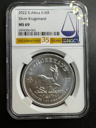 2022 South Africa S1kr 1 Ounce Fine Silver Krugerrand NGC MS69