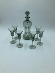 Smoked Glass Decanter And Glass Set