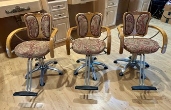 Lot Of Three Upholstered Barber Chairs