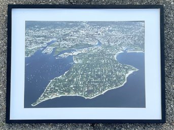 A Framed Photograph Of Coastal Connecticut In Pottery Barn Frame