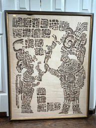 1970'S Central American Rubbing Of Classic Mayan Stela