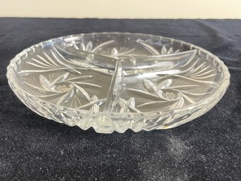 3 Section Cut Crystal Serving Tray