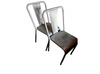 Pair Of T37 Silver Indoor Dining/cafe Chairs