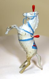 Vintage White Circus Horse On Hind Legs Lead Figure Original Paint