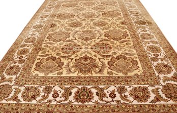 Mansion Size Olive, Burgundy And Cream Stylized Floral Wool Rug