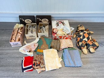 Vintage Doll, Kids Shoes, Ballet Shoes, And Misc Fabric