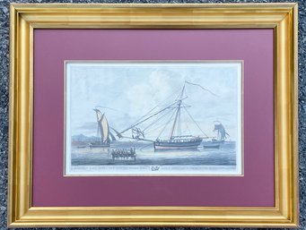 An Antique Hand Colored Nautical Etching