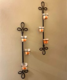 A Pair Of Art Metal Candle Sconces