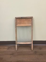 Vintage Glass & Wood Washboard