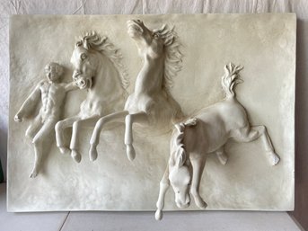 'The Horses Of Anahita' After William Morris. Fiberglass Relief Wall Hanger.