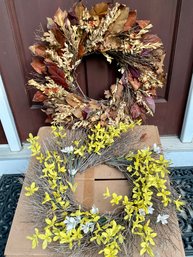 Pair Of FRONTGATE Spring And Fall Wreaths