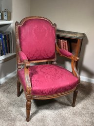 Very Nice Antique / Vintage French Louis XVI Style Armchair - Carved Mahogany - Very Nice Piece With Pillow