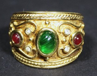 Fine Contemporary Ladies Band Ring Having Beautiful Cabochon Stones Size 7