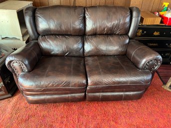 Leather Recliner Rocker Loveseat