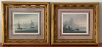 PR. Ethan Allen T. Thompson Sailboat Prints, Gold Gilded Frames.