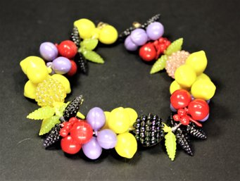 Vintage 1940s Fruit Beaded Bracelet 9' Long