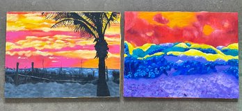 A Pair Of Original Tropical Paintings - Oil On Canvas