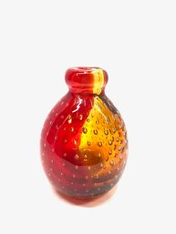 Amazing Bullicante Amber & Red Swirl Weighted Bud Vase