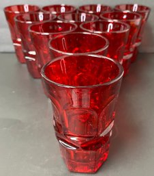 Lot Of 11 Ruby Red Vintage Glass Tumblers - Fostoria - Argus - Holiday - Christmas - Hiball - 5.25 H - Sturdy