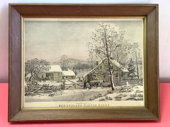 New England Winter Scene Lithograph/print