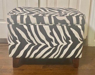 Zebra Print Upholstered Storage Ottoman