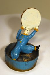 Vintage Lead Circus Figure Clown In Tub Blue Costume