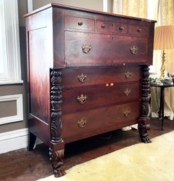 A Vintage Carved Mahogany Lowboy Chest Of Drawers