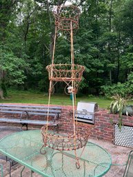 Three Tiered Antique Victorian Wire Flower Tower