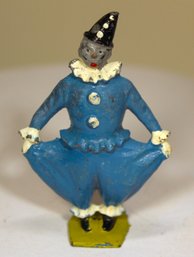 Vintage Britans Clown Figure In Blue Lead Figure