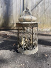 Incredible Vintage Victorian Cage Chandelier In Stunning Silver Patina 22' Tall