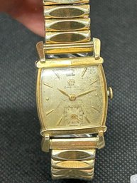 Original 1930s OMEGA MECHANICAL 'TANK STYLE' Men's Wristwatch- 14K Gold Filled- Running Order