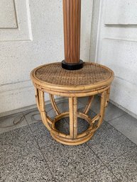 Vintage Round Bamboo Rattan Accent Table