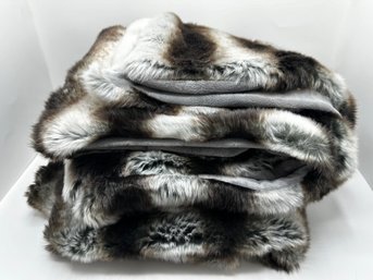 Large Faux Fur Fleece Throw Blanket From Barneys New York