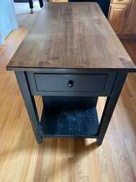 Beautiful Amish Made Kitchen Island / Server - In Black Finish With A Lacquered Natural Wood Top