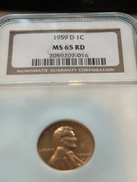 Lincoln Memorial Reverse 1959 1C  MS65RD    NGC