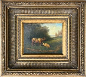 An Original Mid 20th Century Oil On Canvas, Hudson River Landscape With Cows And Sheep, J. Alex