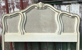 A Vintage French Provincial Queen Headboard - Cane Panels