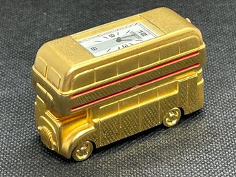 Charming Miniature Desktop British Double Decker Bus Clock- Running Order