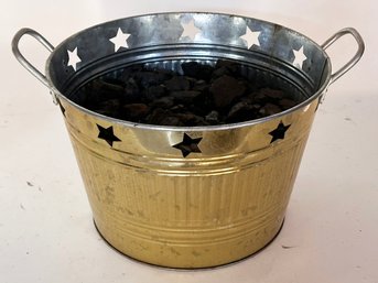 A Large Brass Bucket Of Anthracite Coal - Perfect For Next Year's Stocking Stuffers!