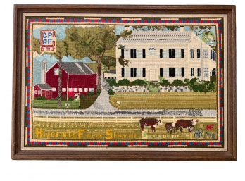 Framed Folk Art Needlepoint - Highfield Farm Sharon, Ct