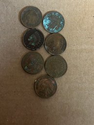 Lot Of 7 Indian Head Pennies Various Dates